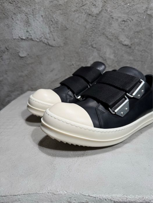 Rick Owens Low Strap Sneakers из черной кожи,кеды рик овенс