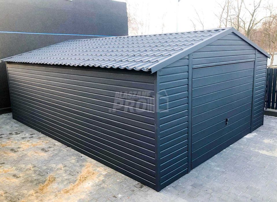 Garaż blaszany 5x7 Brama  Antracyt  Dach dwuspadowy GP103