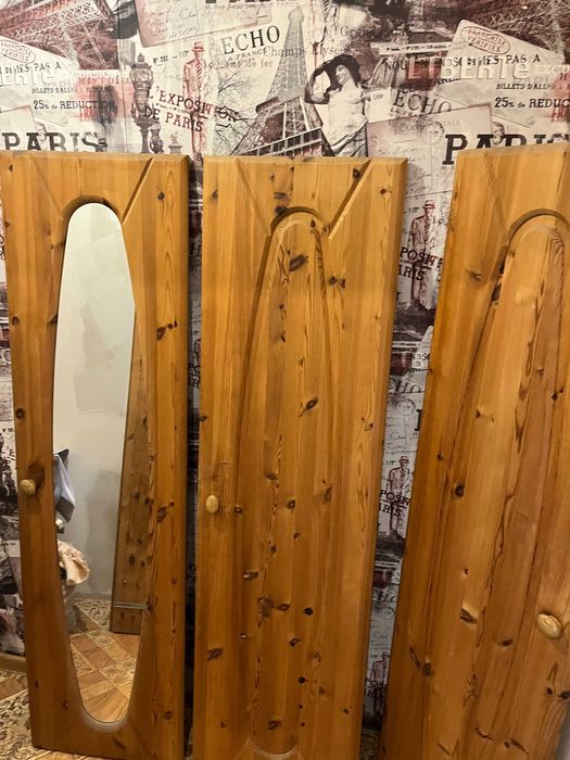 Drzwi sosnowe do szafy + lustro