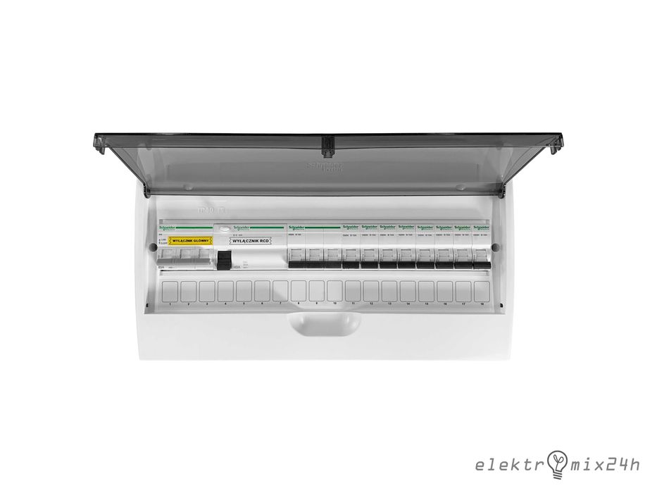 Rozdzielnica modułowa natynkowa z zabezpieczeniami gotowa 1x18 modułów
