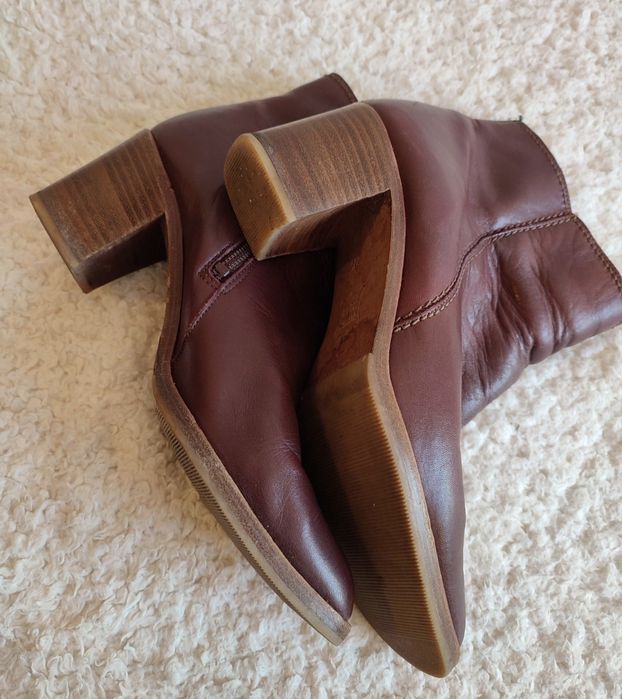 Skórzane botki damskie Harrah, bordowe, rozmiar 40,5