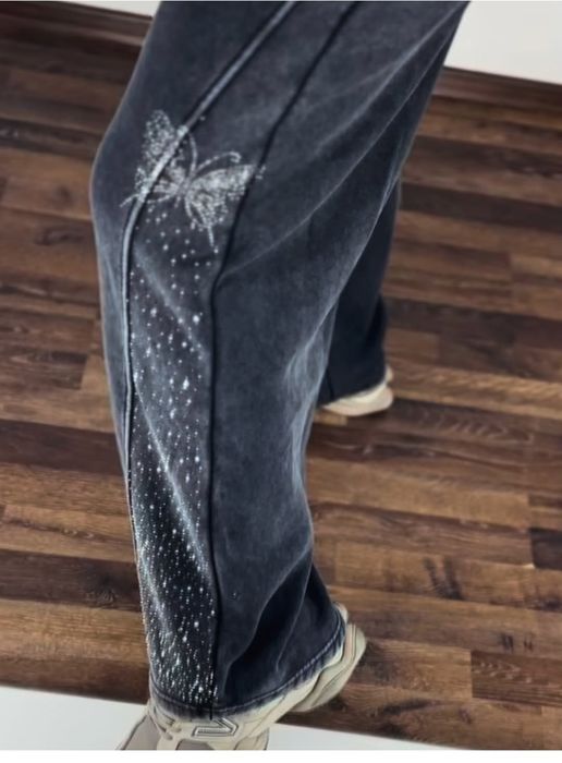 Теплі багі на хутрі з камінчиками