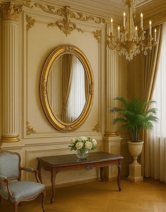 Lustro owalne kryształowe w pałacowej ramie