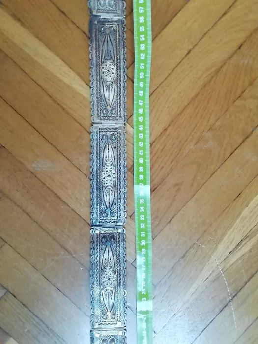Pas srebrny filigranowy długość ok. 82 cm., wg. 225 g. Rosja , pr. 84