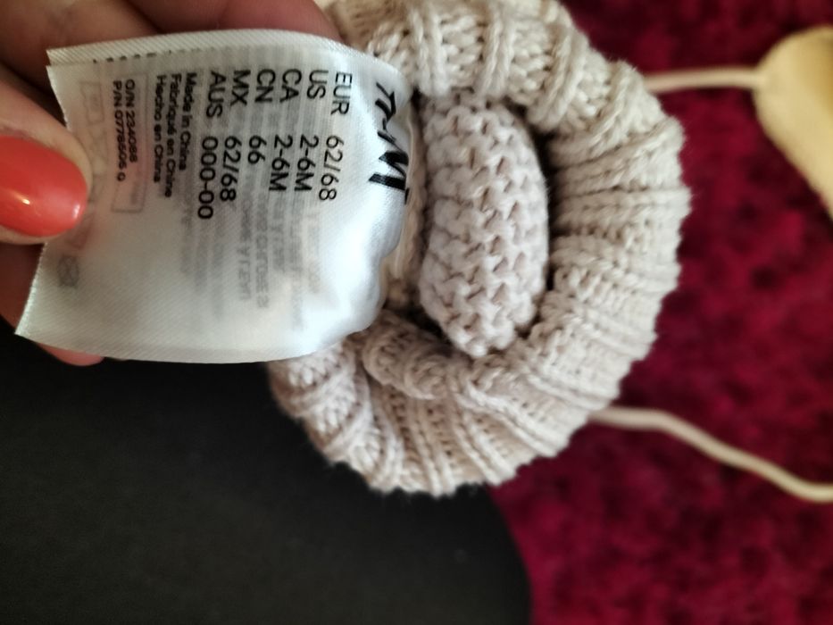 Komplet H&M czapka i rękawiczki 62/68