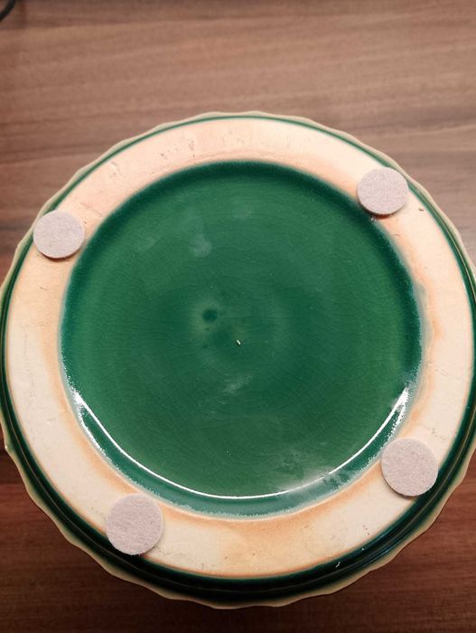 Robina ceramiczna donica doniczka butelkowa zieleń w jodełkę