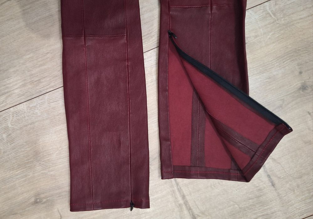 Balmain skórzane spodnie Burgund r. 26 XS