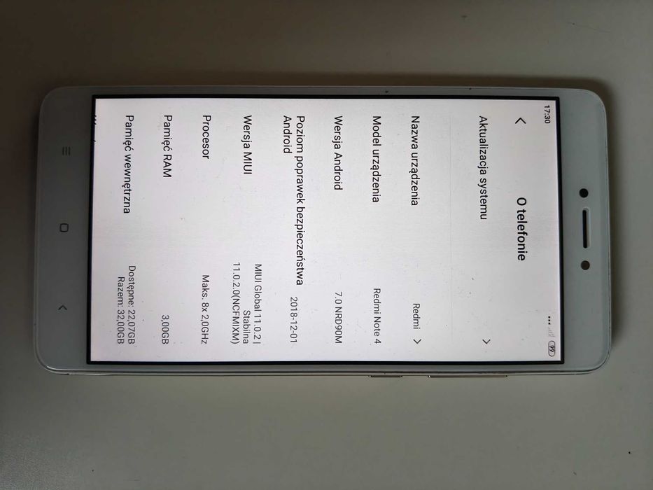 Xiaomi Redmi Note 4, stand bardzo dobry