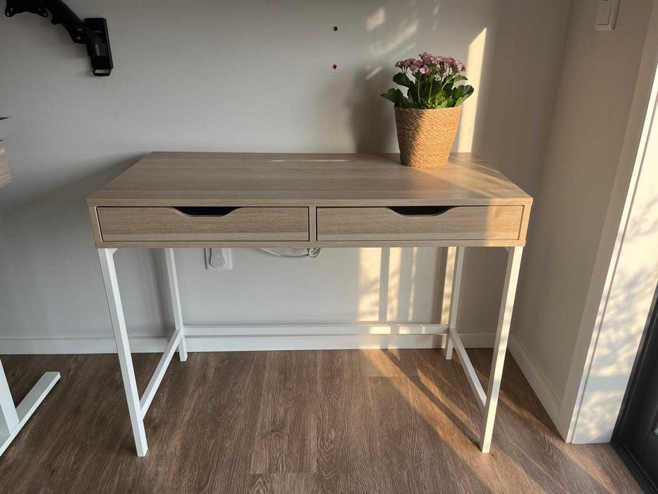 IKEA ALEX Secretária, velatura branca/efeito carvalho, 100x48 cm
