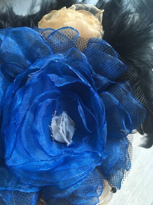 Ozdoba do włosów, bal, przepaska, tiul, pióra, handmade, ręcznie robio