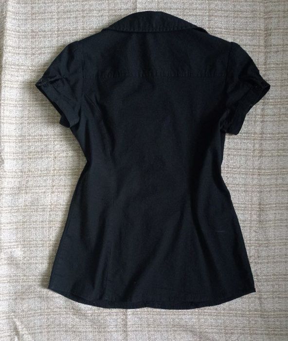 Чорна приталена готична блузка з рюшами | котон | S