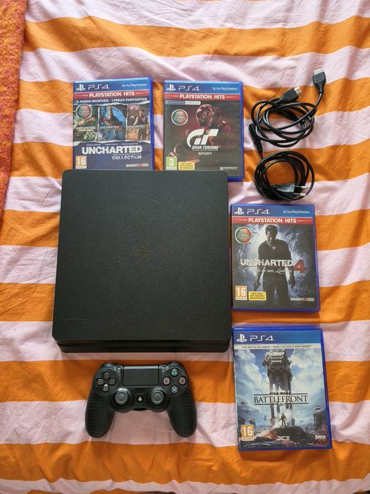 Ps4 Slim 1TB  + comando + 4 jogos