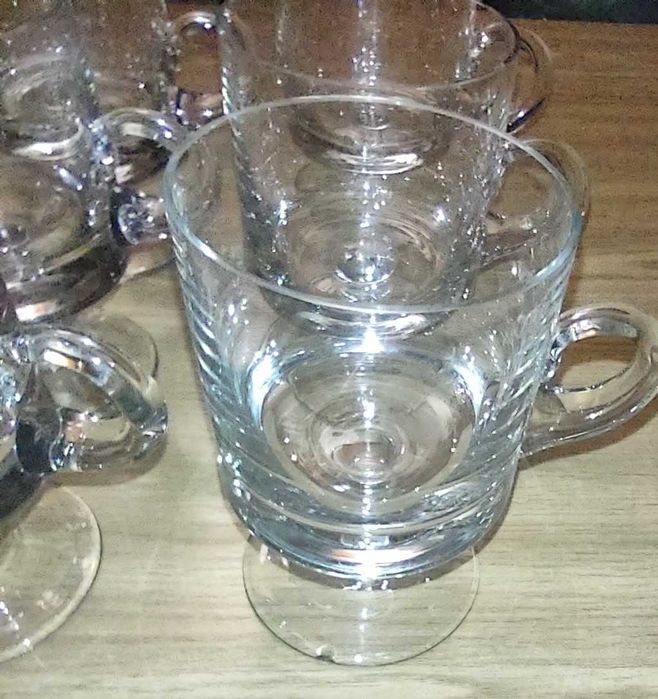 Kubki ze stopką? kieliszki z uchem? 6szt Vintage PRL