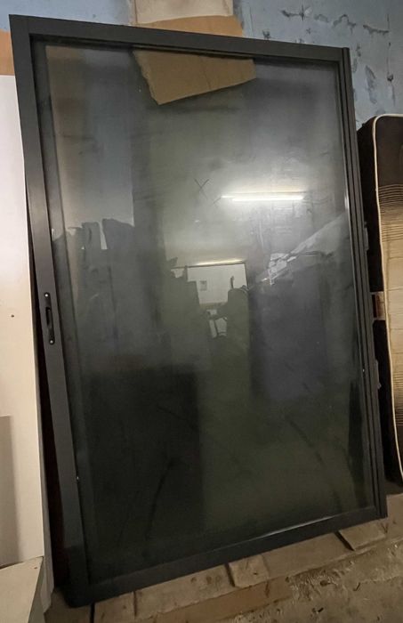 Porta com 2 Folhas em Alumínio Cinzento Vidro Duplo (220x270cm/folha)