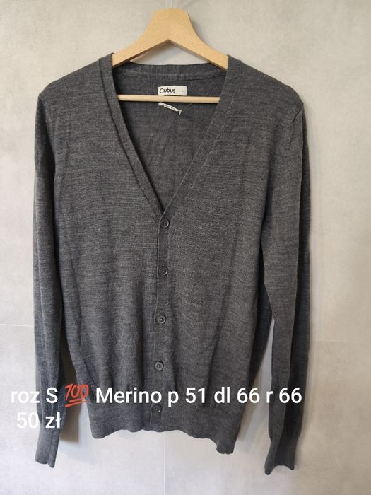 Kardigan męski S wełna Merino Cubus
