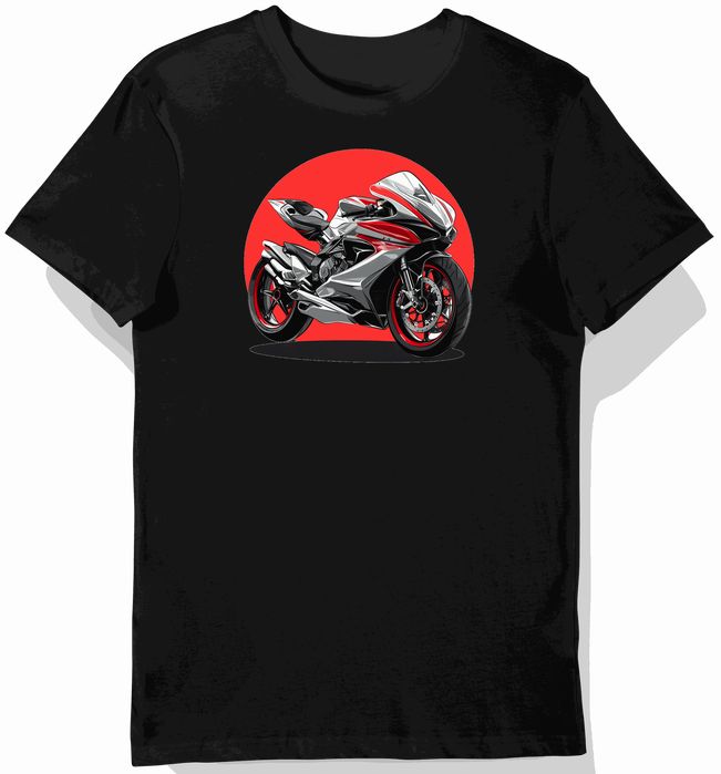 Koszulka męska czarna z grafiką dynamicznego motocykla MV Agusta M