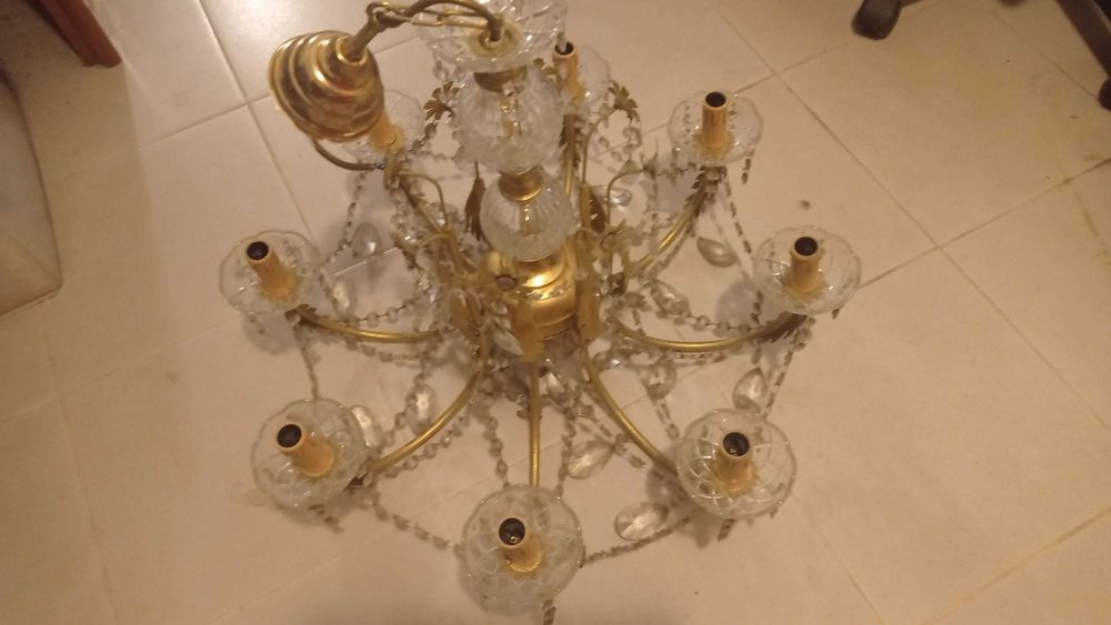 Lustre, Candeeiro em Bronze e Cristal estilo Frances