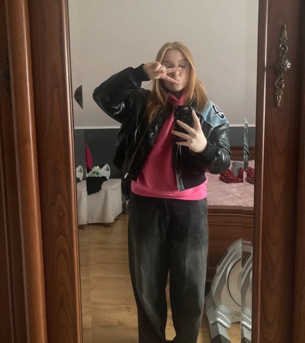 czarna black kurtka bomberka baggy vintage