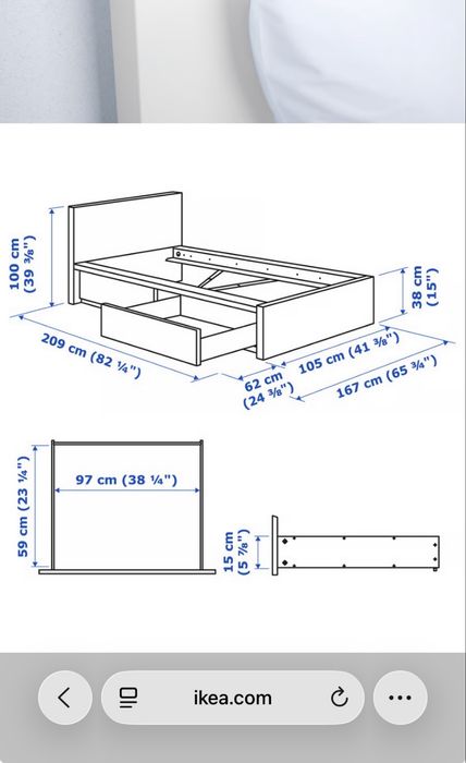 Cama de solteiro MALM IKEA branca 90 x 190 cm + colchao