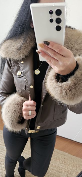 Kurtka ramoneska ocieplana z odpinanym futerkiem