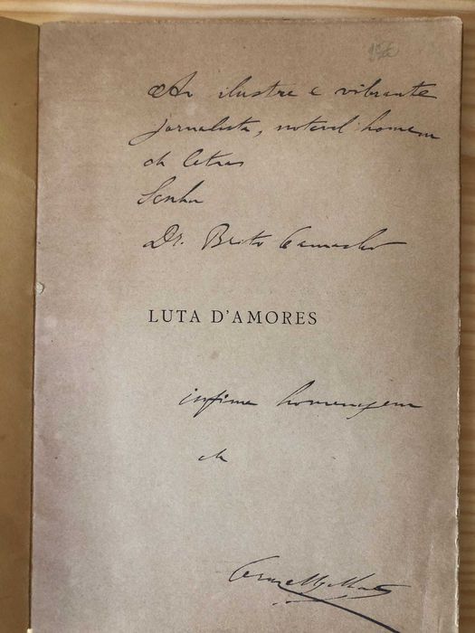 Luta de Amores - Cruz Magalhães - Dedic. do Autor ao Dr Brito Camacho