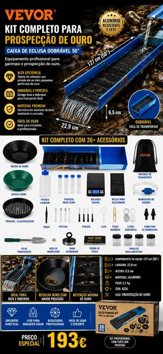Kit extração ouro 193€. Oportunidade