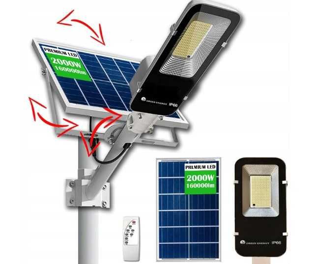 Latarnia Ogrodowa Lampa Solarna Na Słup Mocna 2000W PANEL Uliczna