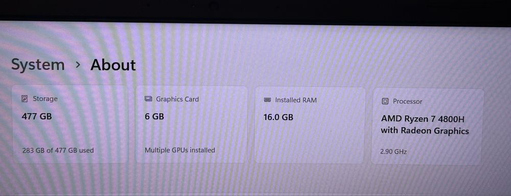 Asus Tuf Gaming  Rtx 2060 / Ram 16 / ryzen 7 / ssd 512