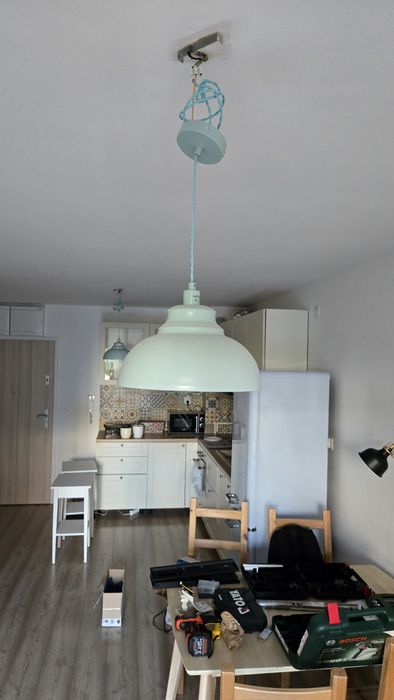 Lampa wisząca vintage niebieska miętowa