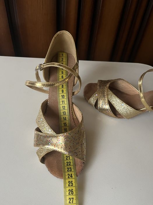 Золотые туфли для бальных танцев, латины размер 24 см