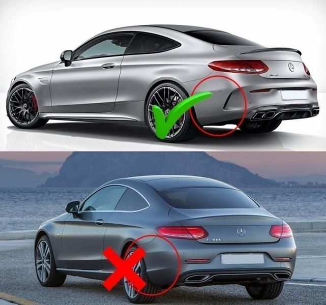 Difusor com Ponteiras Mercedes C C205 A205 (2014 a 2018) Look 63 AMG