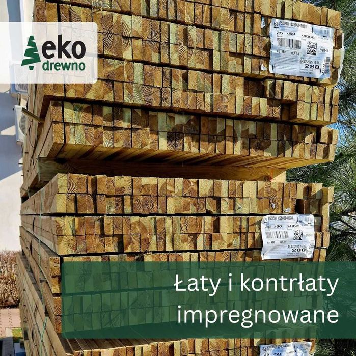 Łata dachowa budowlana impregnowana sosnowa 38x58 mm