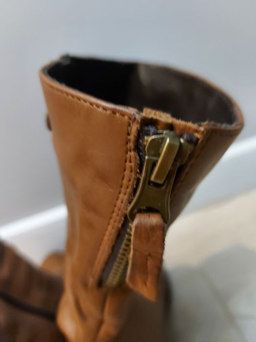 Kozaki LASOCKI 38 rude skóra naturalna ze skóry brązowe na obcasie 37
