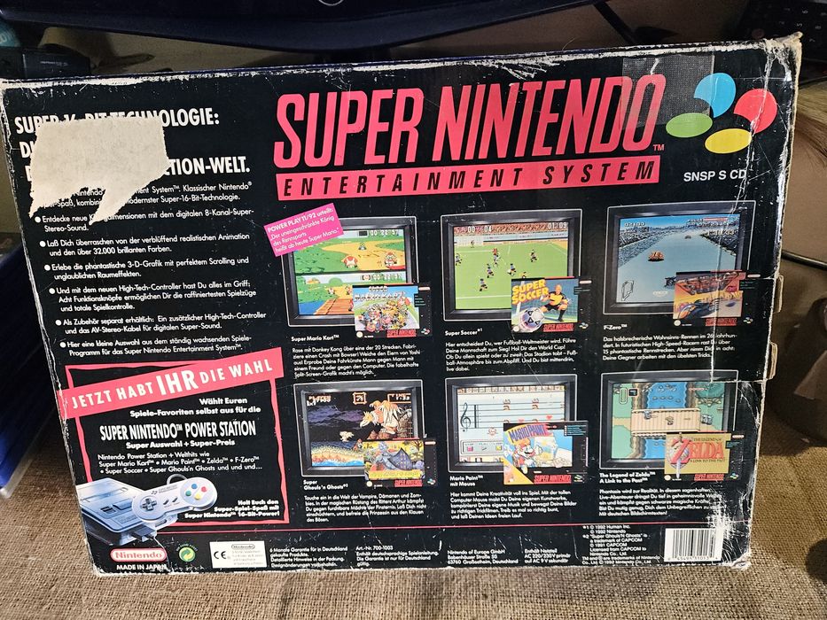 Super Nintendo com caixa