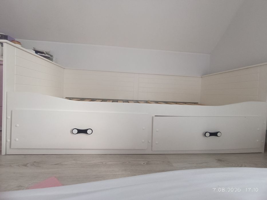 Łóżko rozkładane, ikea - białe z 2 materacami