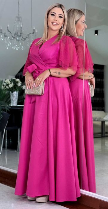 Wieczorowa sukienka magenta kolory! nowa 44 - 54