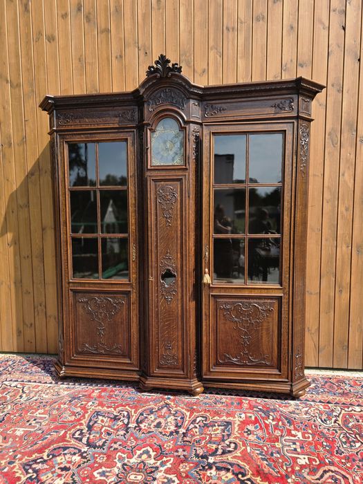 Stara szafa biblioteka z zegarem witryna #1990 Stylowy Węgrów