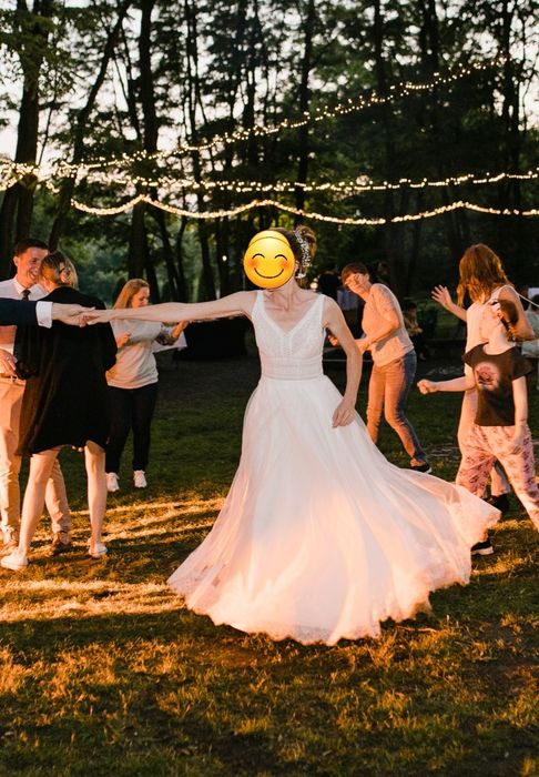 Suknia ślubna boho koronką haft 36/38