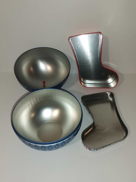 Zestaw ciekawych puszek metalowych XL - przechowywanie, ozdoba BN