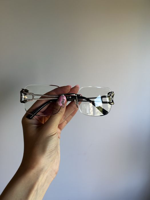 Przezroczyste okulary z jaguarami w stylu cartier