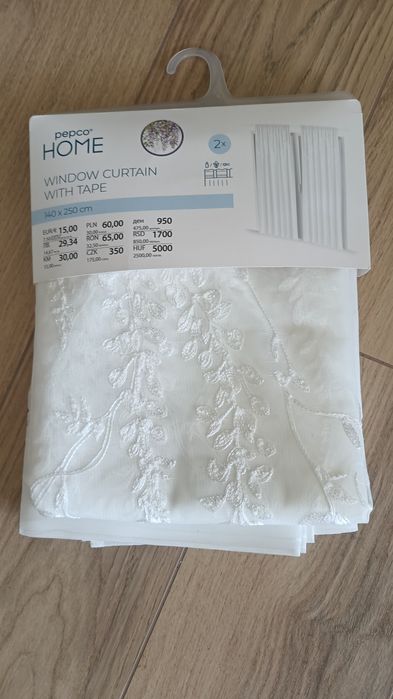 Firany 2szt prowansalska lawendowa kolekcja Pepco 140x250