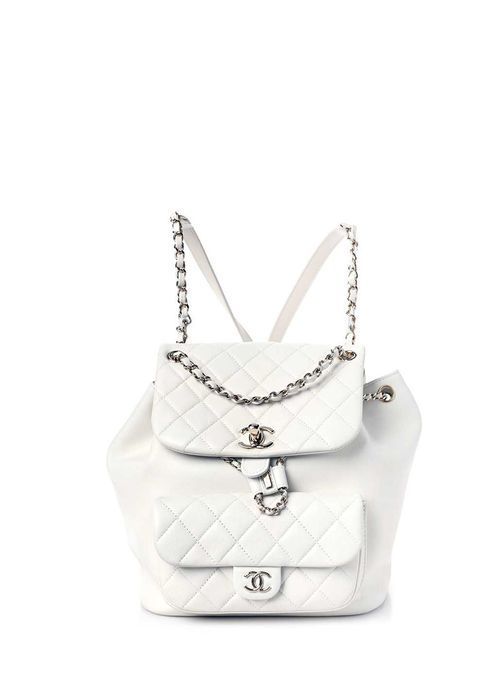 Сумка 22C Lambskin Quilted Small Duma Drawstring Backpack White