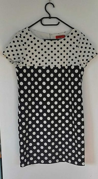 Pudełkowa sukienka w groszki, rozm. S, saks fifth avenue