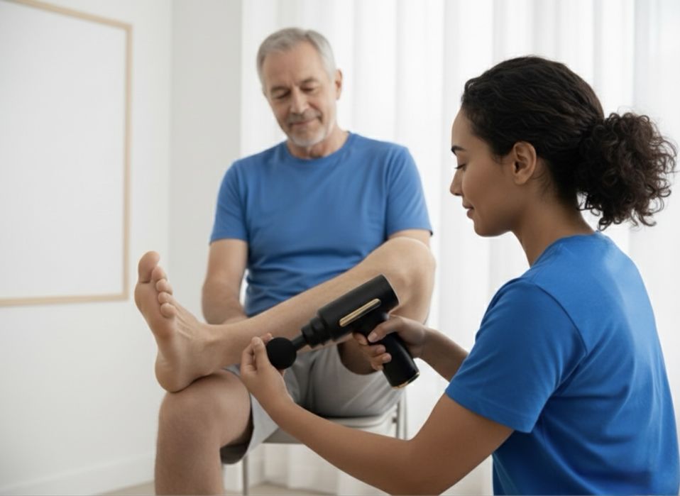Dispositivo massageador a bateria e com 4 cabeças