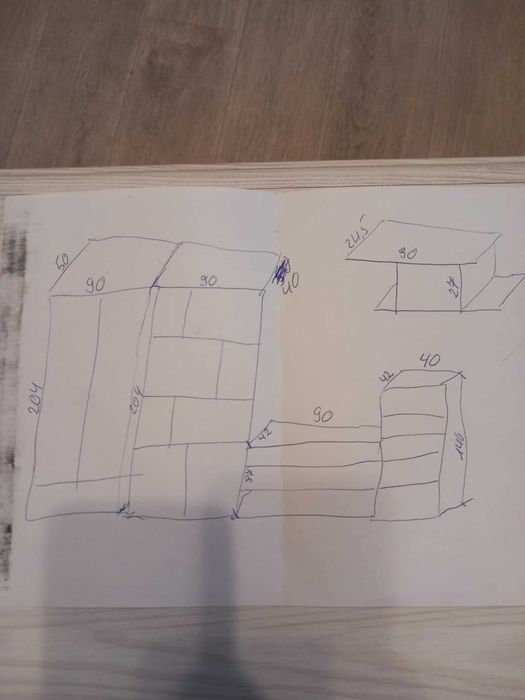 Meble dziecięce, młodzieżowe, zestaw 5 elementów, szafa, półki, komoda