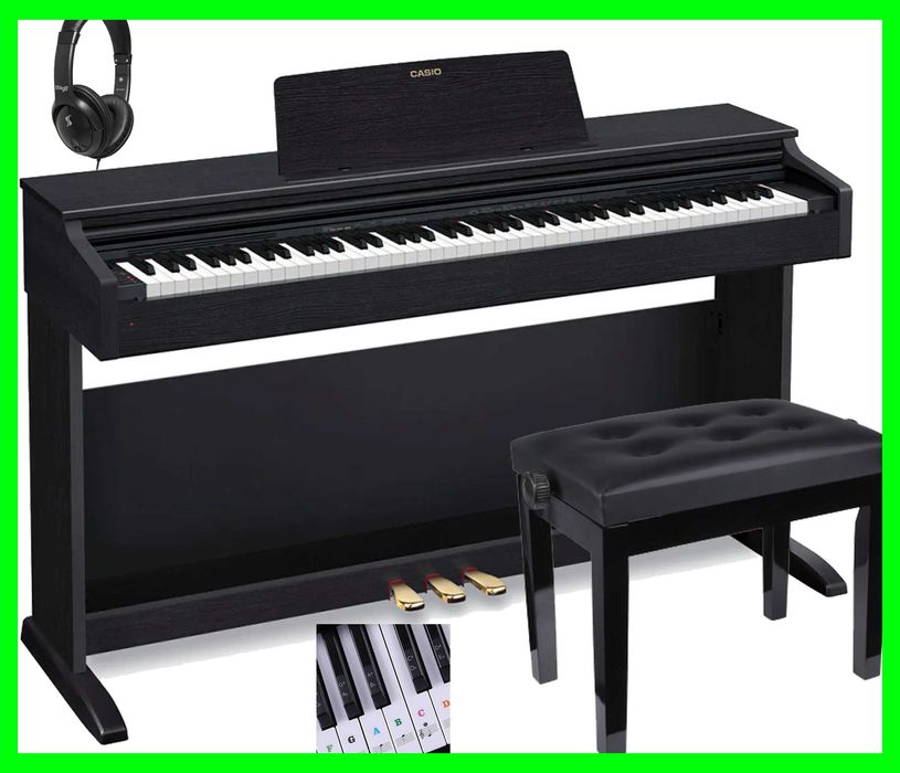 CASIO AP-270 BK CZARNE PIANINO + Ława + Słuchawki + Naklejki | ZESTAW