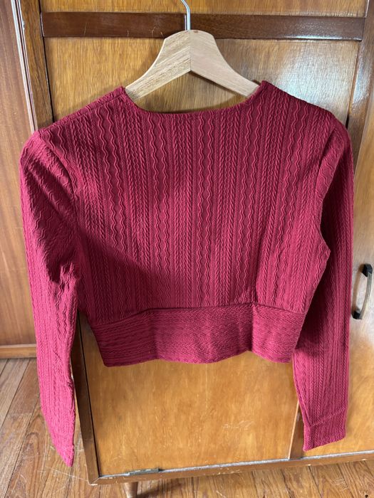 Top bordô manga comprida