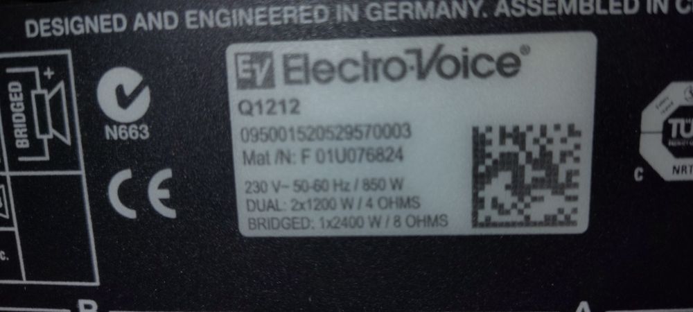 Підсилювач electro voice Q 1212