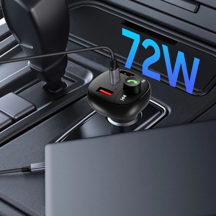 Ładowarka samochodowa Tech-Protect CC06 3-porty PD72W z transmiterem - czarna