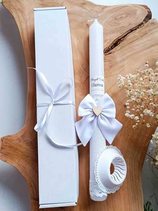 Kokarda Świeca do Chrztu z Szatką